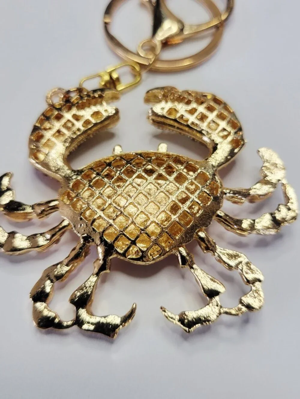 NWT Decadent Pink And Gold Crab Bling Rhinestone Keychain Bag Charm Glittery